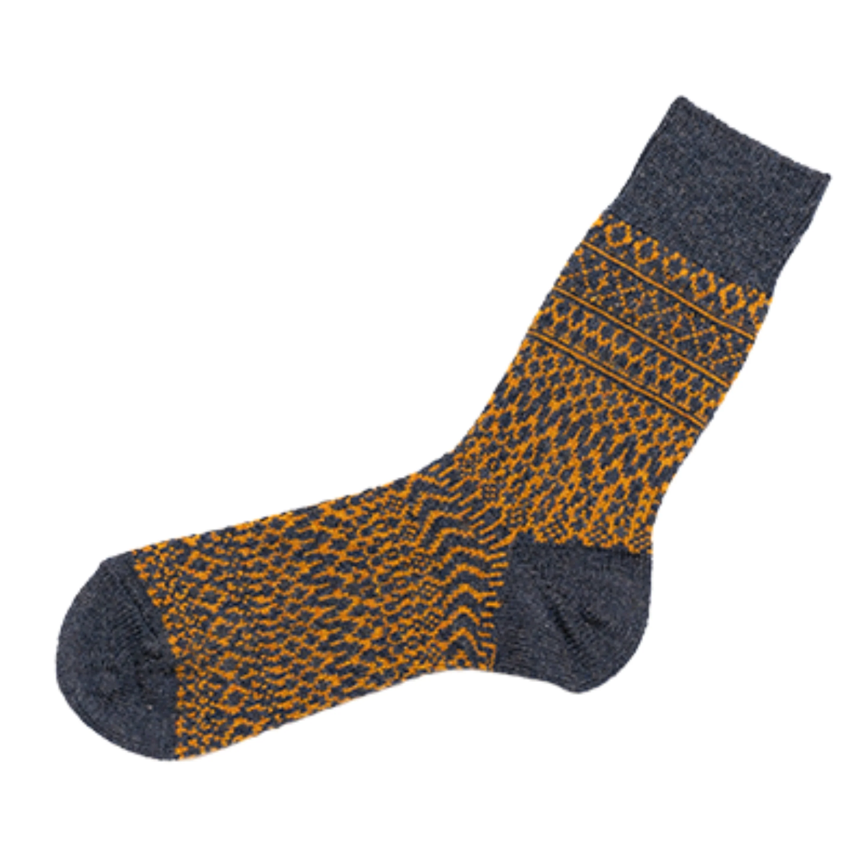 Wool Jacquard Socks - Navy