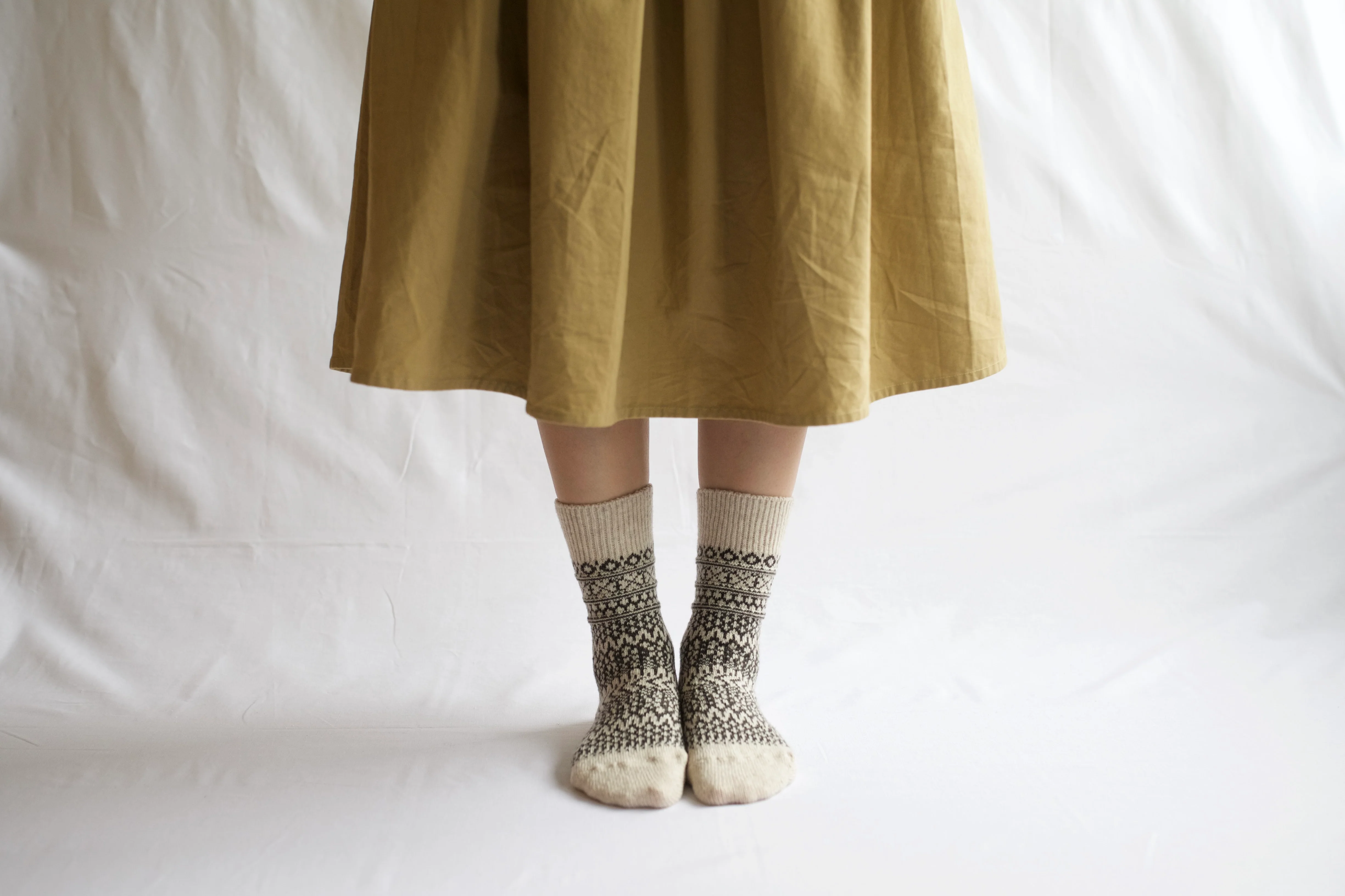 Wool Jacquard Socks - Oatmeal - Image 2