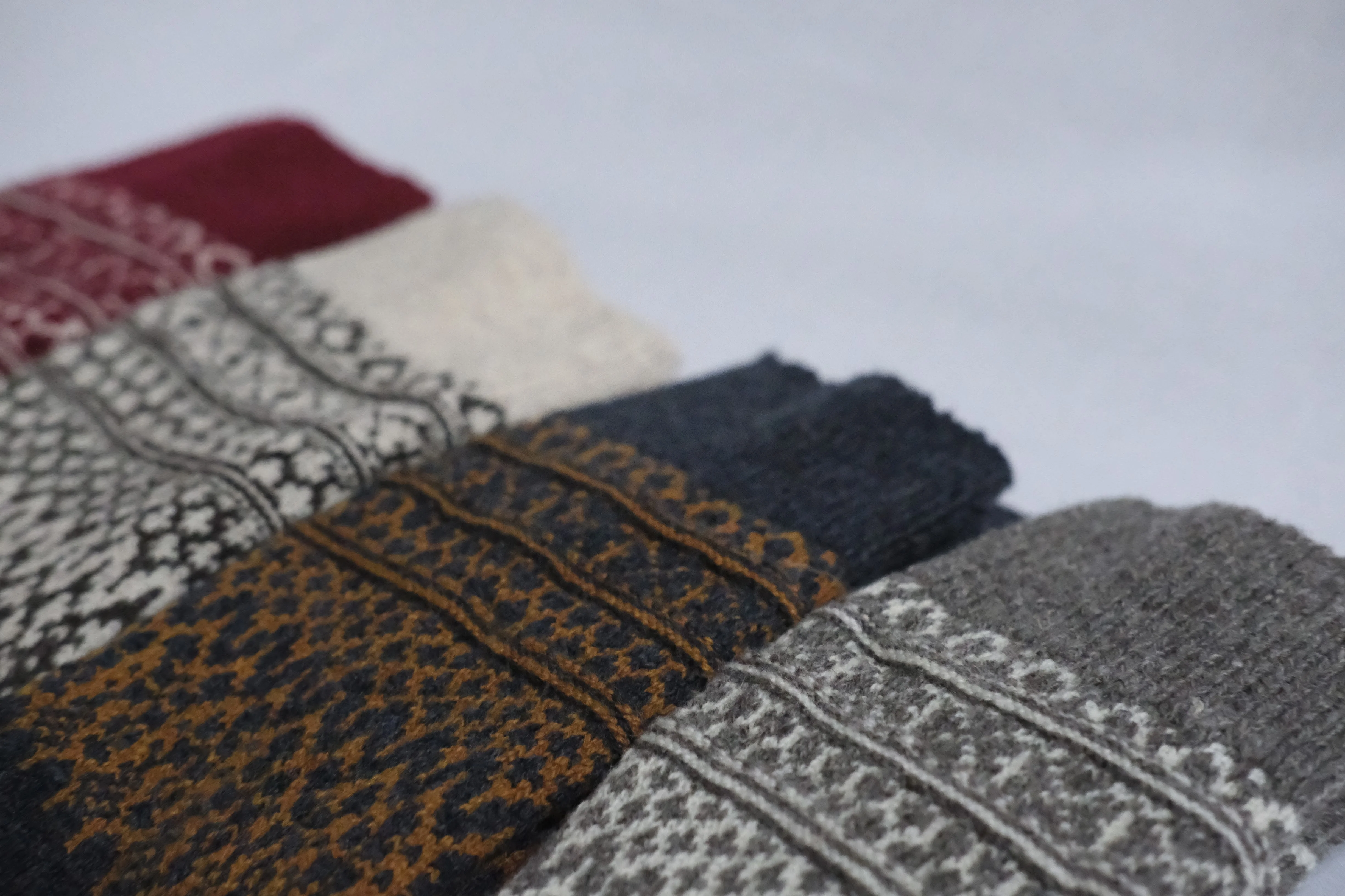 Wool Jacquard Socks - Wine - Image 3